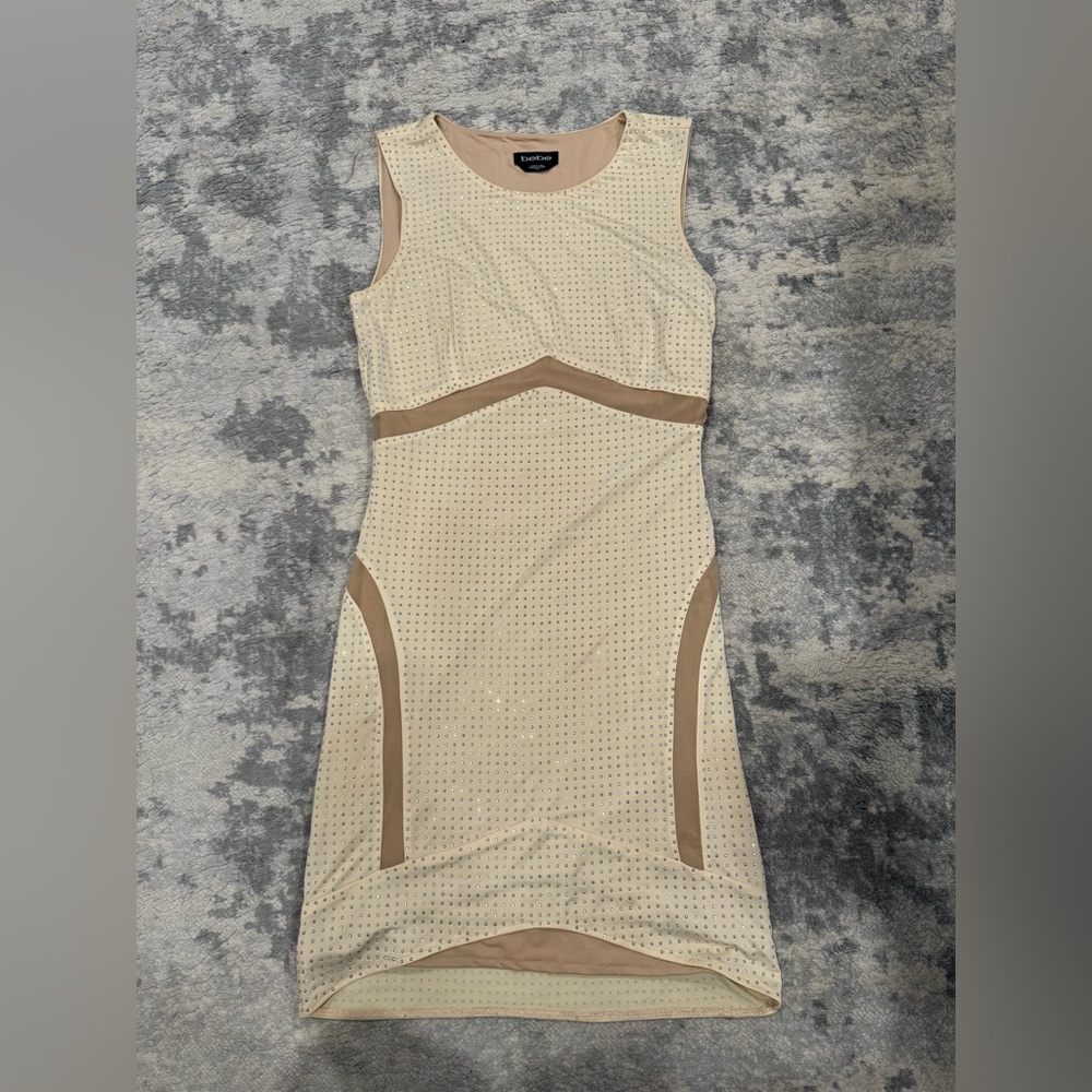 Bebe - Cream and beige rhinestone dress - S/P